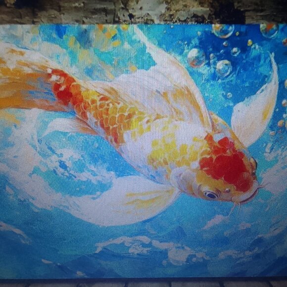 Well-done fish canvas oil painting, brand new